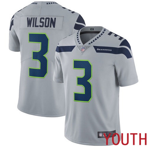 Seattle Seahawks Limited Grey Youth Russell Wilson Alternate Jersey NFL Football #3 Vapor Untouchable->seattle seahawks->NFL Jersey